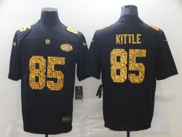 Mens San Francisco 49ers #85 George Kittle 2020 Black Leopard Print Fashion Limited Stitched Jersey Dzhi